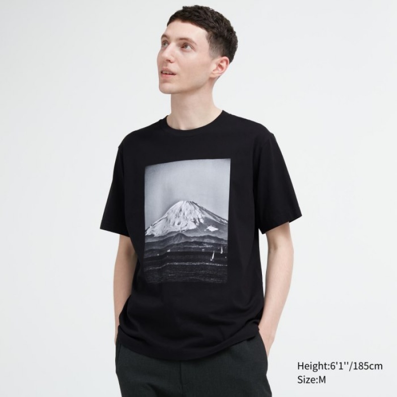 Black Uniqlo PEACE FOR ALL Short-Sleeve Graphic Daido Moriyama Women T Shirts | 204213