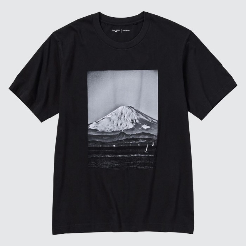 Black Uniqlo PEACE FOR ALL Short-Sleeve Graphic Daido Moriyama Women T Shirts | 204213