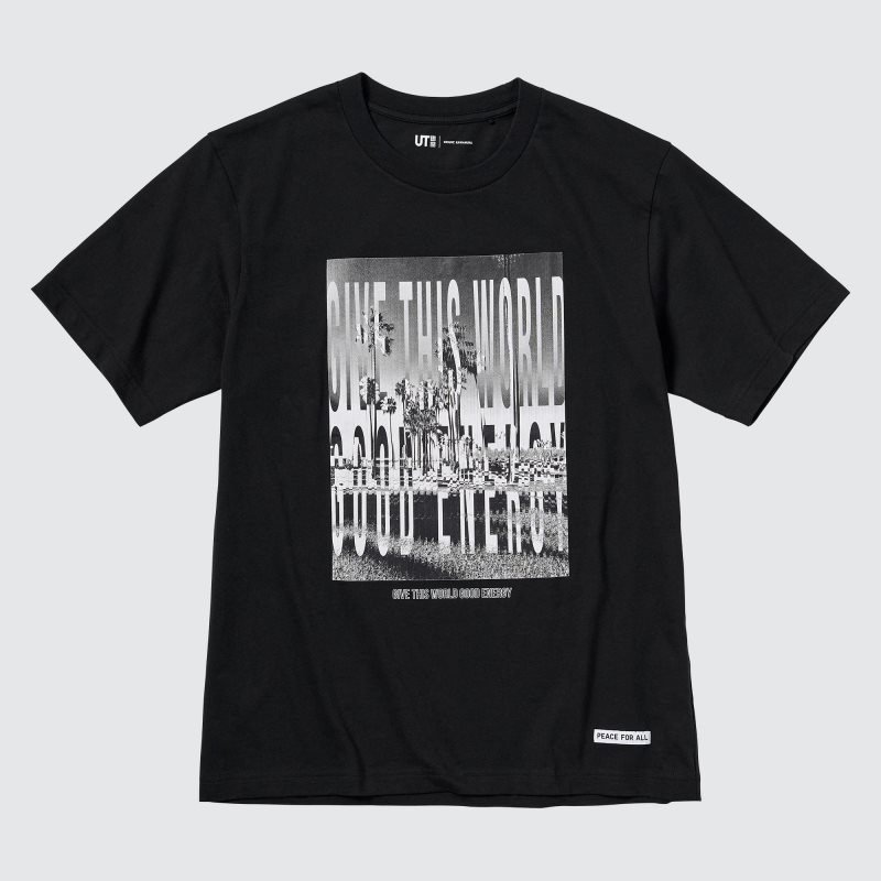 Black Uniqlo Peace For All Kosuke Kawamura Short-sleeve Graphic Men T Shirts | 2285126