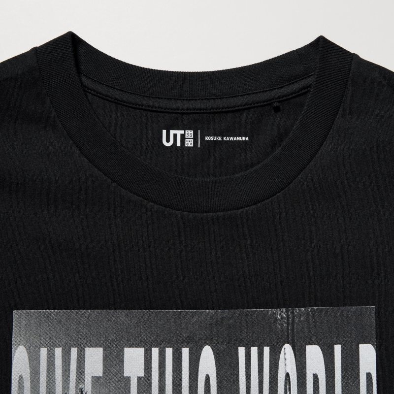 Black Uniqlo Peace For All Kosuke Kawamura Short-sleeve Graphic Men T Shirts | 2285126