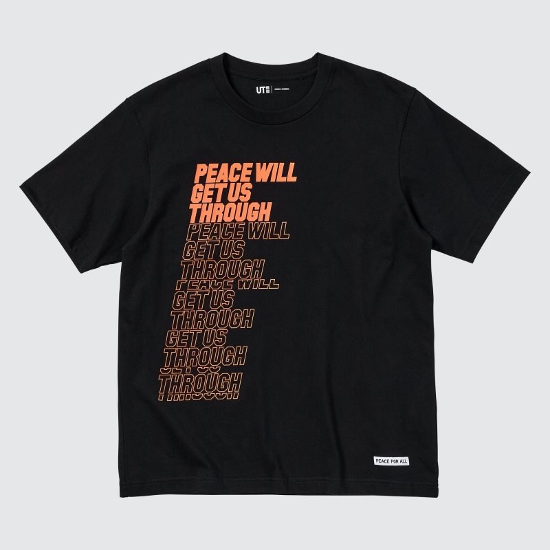 Black Uniqlo Peace For All Shingo Kunieda Short Sleeve Graphic Men T Shirts | 5102136
