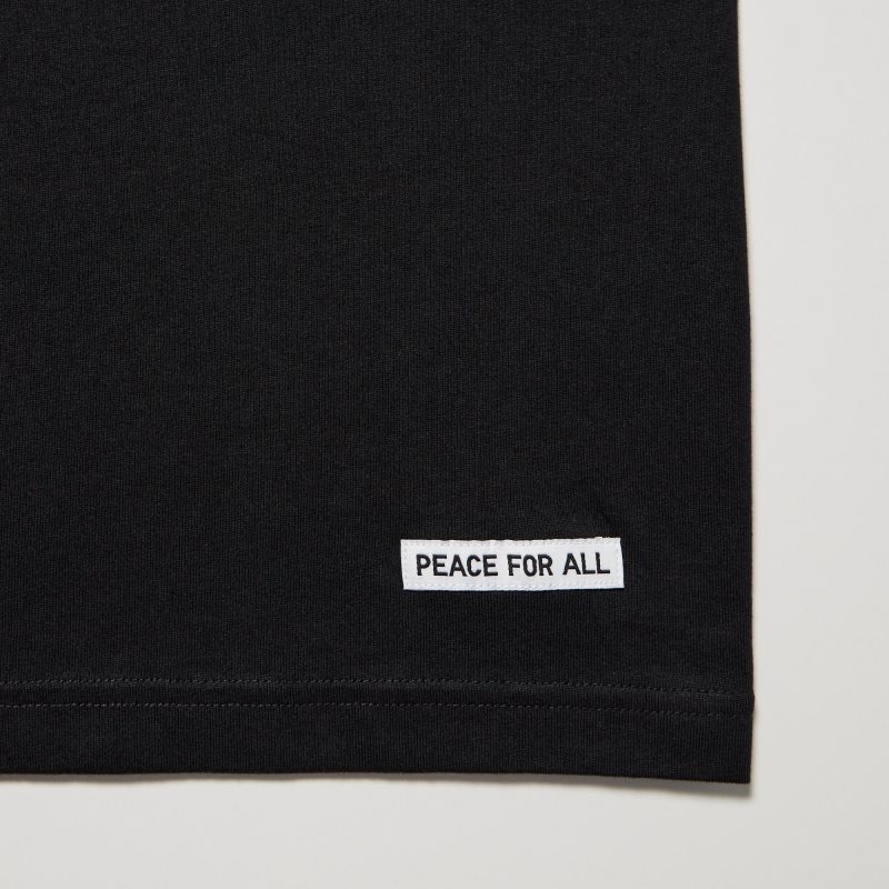 Black Uniqlo Peace For All Shingo Kunieda Short Sleeve Graphic Men T Shirts | 5102136