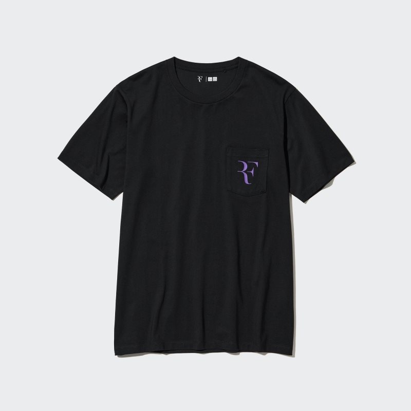 Black Uniqlo Rf Short-sleeve Graphic Men T Shirts | 7307539