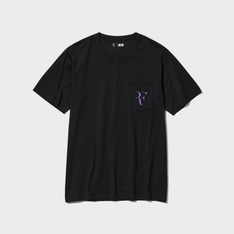Black Uniqlo Rf Short-sleeve Graphic Women T Shirts | 9785975