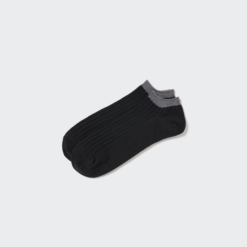 Black Uniqlo Ribbed Short Men Socks | 2852892