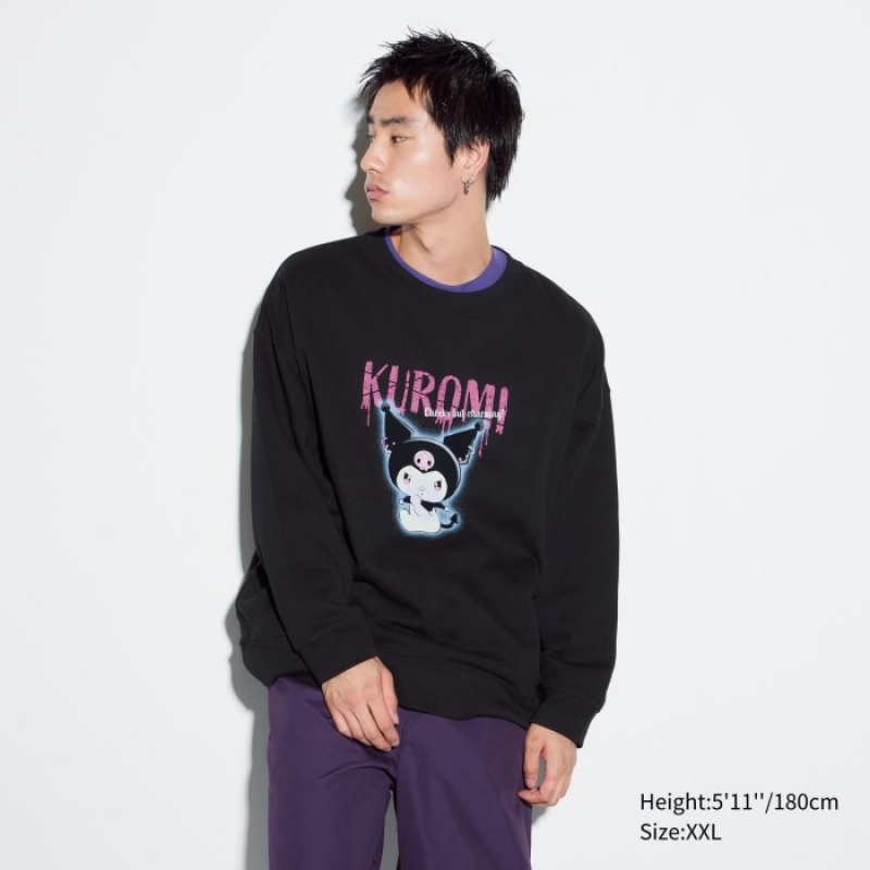 Black Uniqlo Sanrio characters Long-Sleeve Women Sweatshirts | 4167306