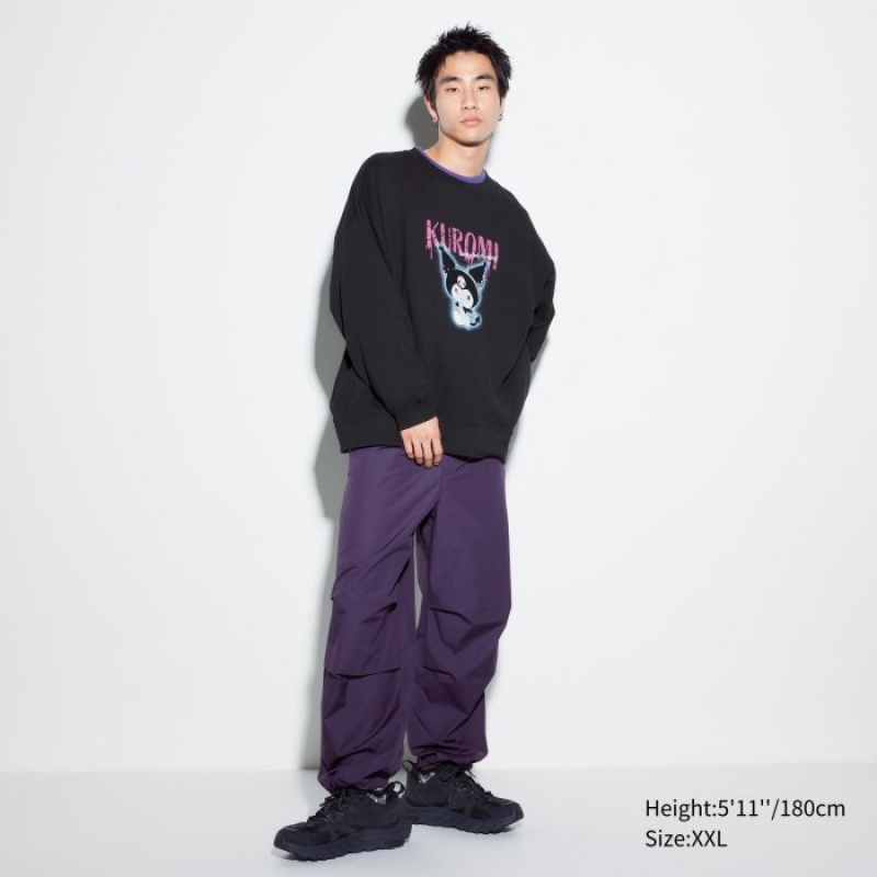 Black Uniqlo Sanrio characters Long-Sleeve Women Sweatshirts | 4167306