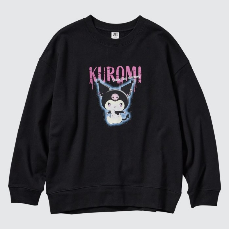 Black Uniqlo Sanrio characters Long-Sleeve Women Sweatshirts | 4167306