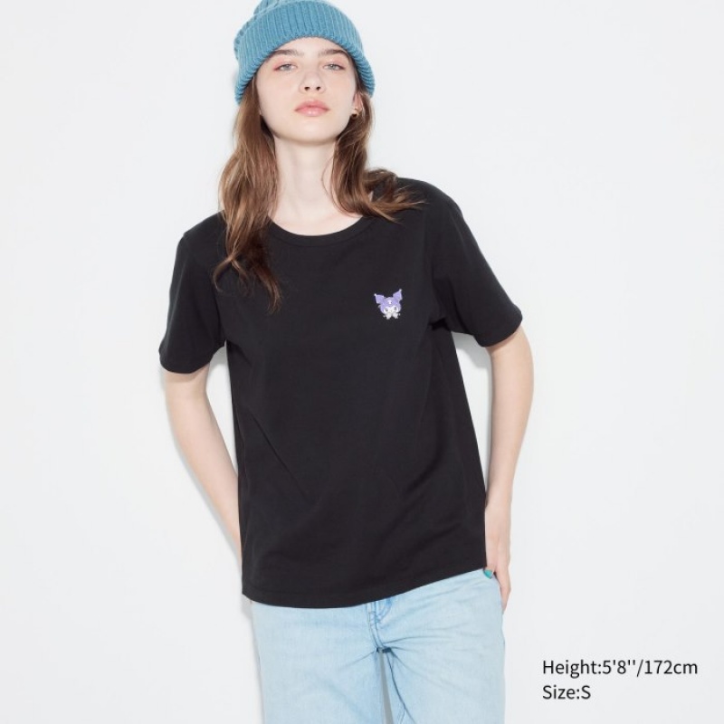 Black Uniqlo Sanrio characters UT Short-Sleeve Women T Shirts | 6014252