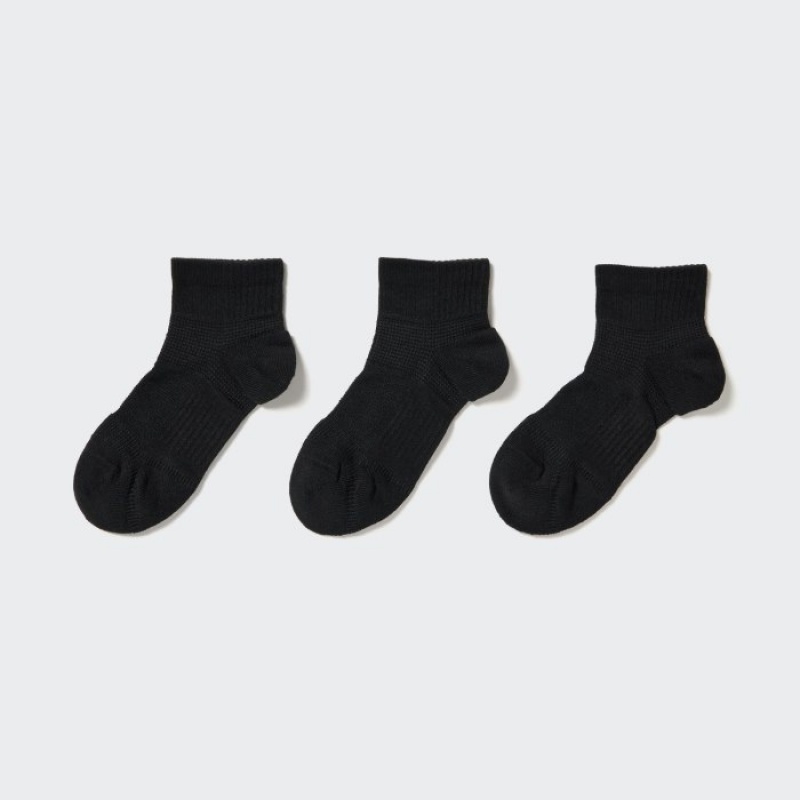Black Uniqlo Short 3 Pack Sports/Piled Women Socks | 1036795