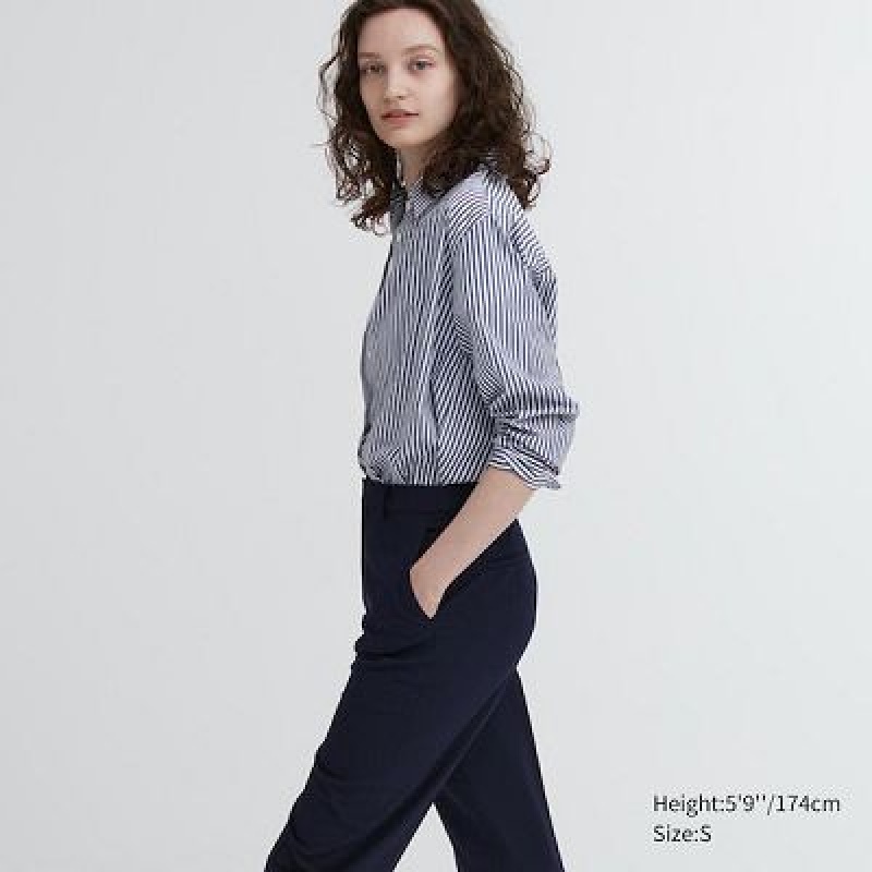 Black Uniqlo Smart Ankle (2-Way Stretch, Tall) Women Pants | 8098630