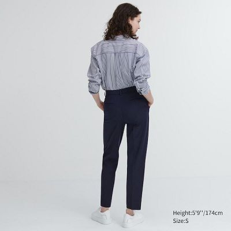 Black Uniqlo Smart Ankle (2-Way Stretch, Tall) Women Pants | 8098630