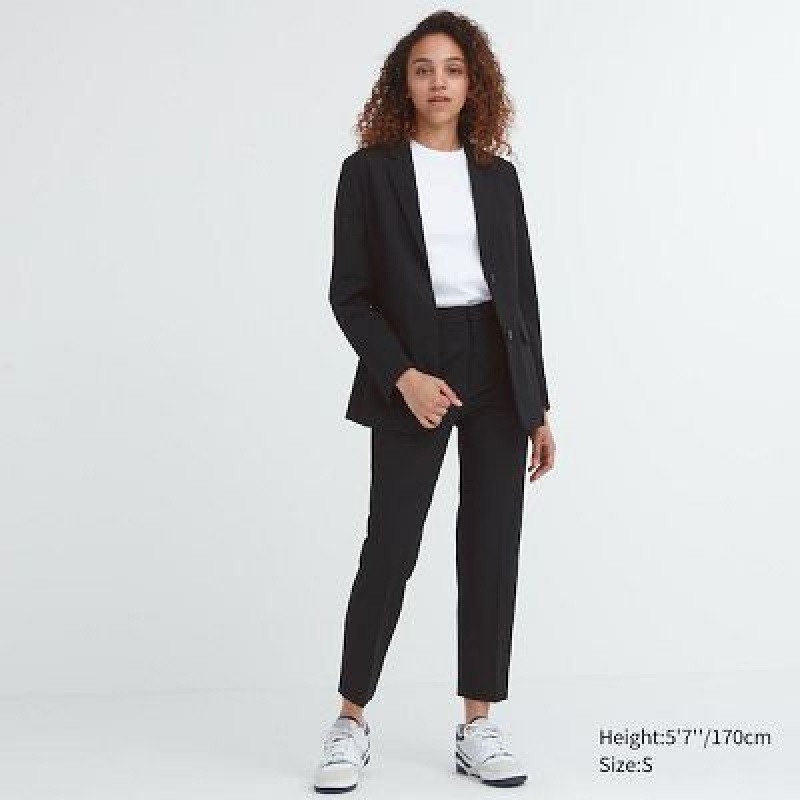 Black Uniqlo Smart Ankle (2-Way Stretch) Women Pants | 7117567