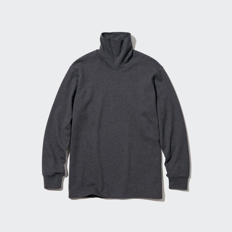 Black Uniqlo Soft Brushed Turtleneck Long-sleeve Men T Shirts | 5351785