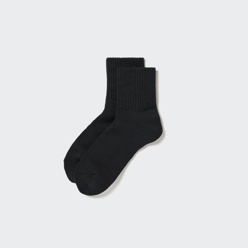 Black Uniqlo Soft Pile Half Men Socks | 2051011