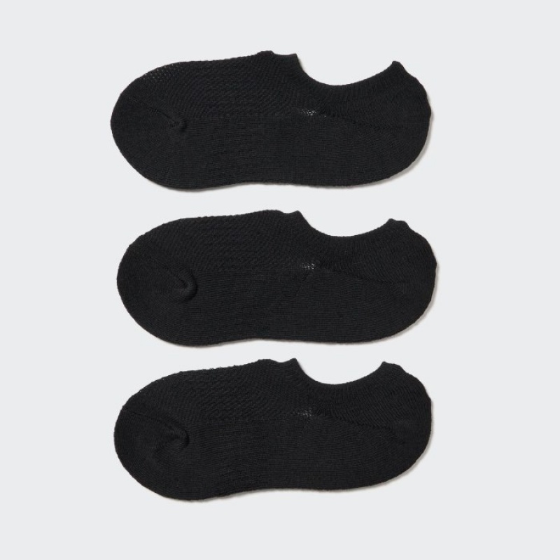 Black Uniqlo Sport Footsies (3 Pairs) Women Socks | 4292536