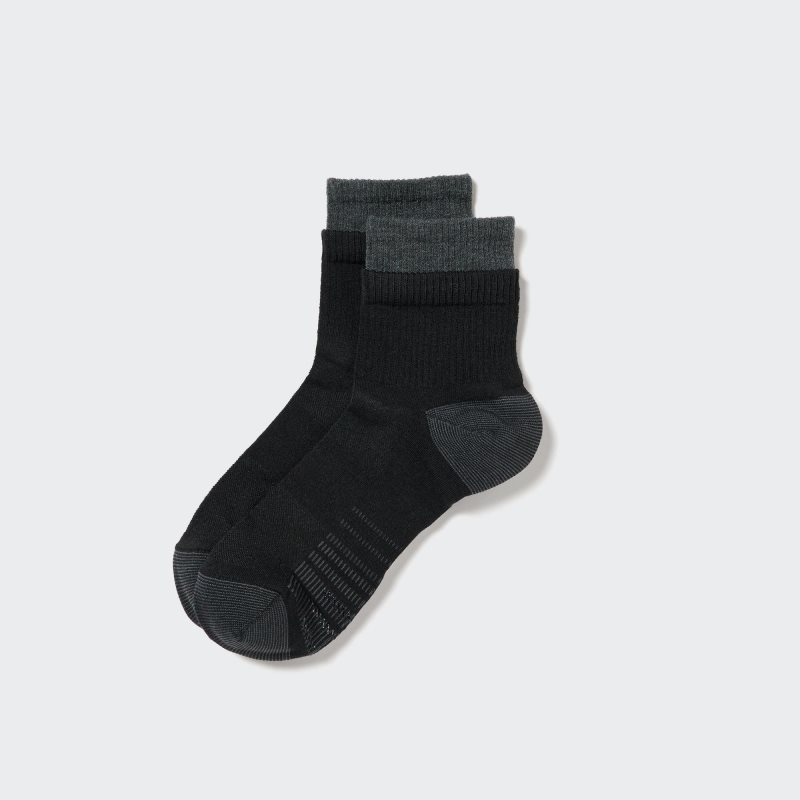 Black Uniqlo Sports Layered Half Men Socks | 9092013