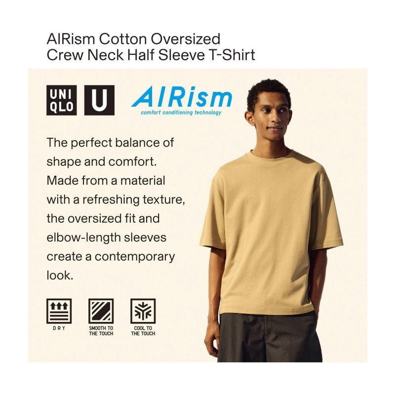 Black Uniqlo U Airism Cotton Striped Crew Neck Oversized Men T Shirts | 1082127