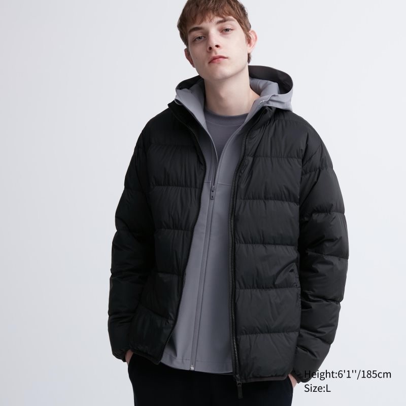 Black Uniqlo Ultra Light Down 3d Cut Wide Quilt Men Jackets | 3538793