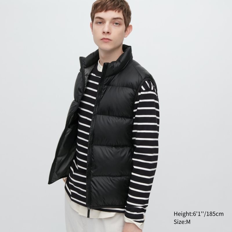 Black Uniqlo Ultra Light Down Wide Quilt Men Vest | 6385821
