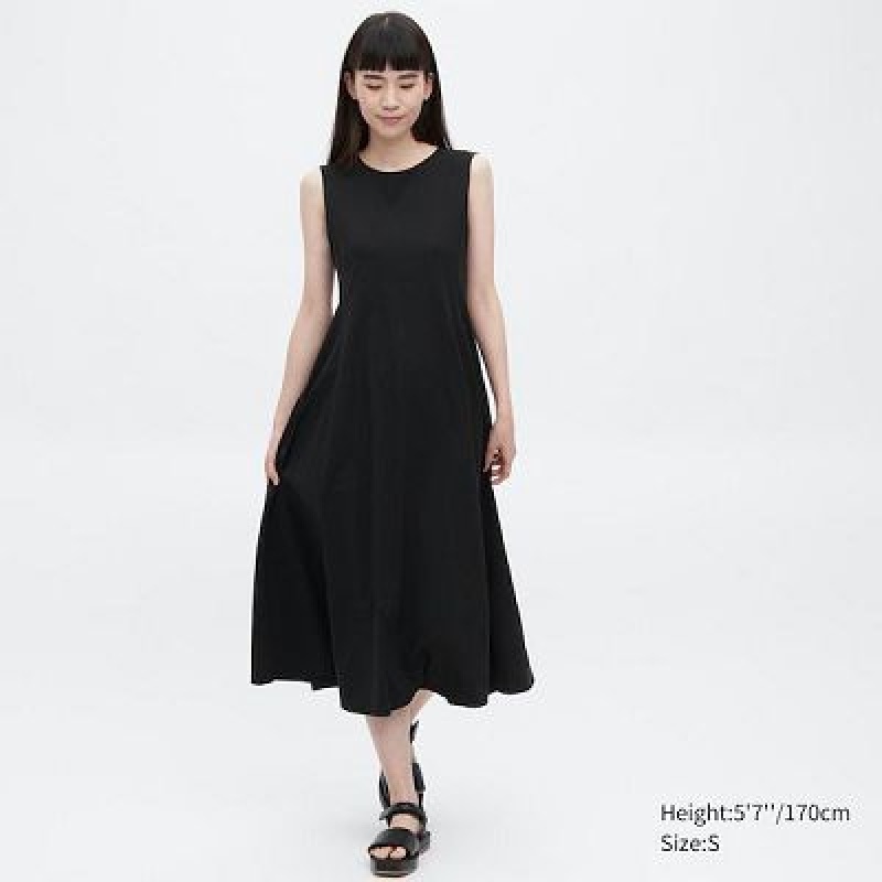 Black Uniqlo Ultra Stretch AIRism Sleeveless Women Dress | 2698558