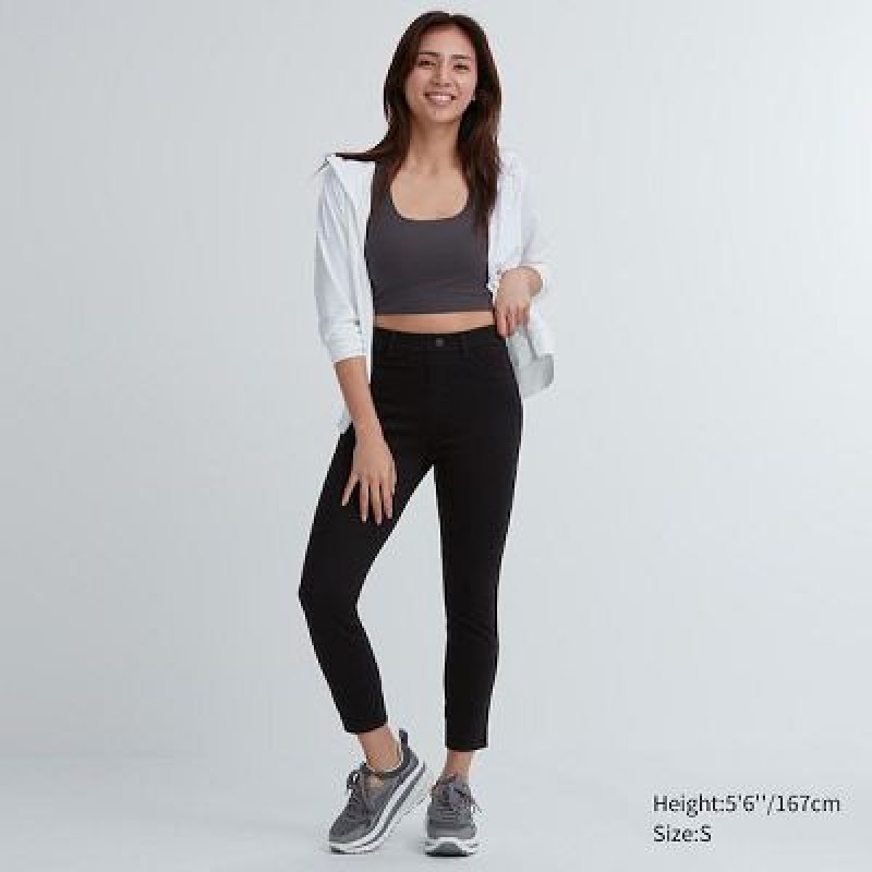 Black Uniqlo Ultra Stretch High-Rise Cropped Women Leggings | 8218700