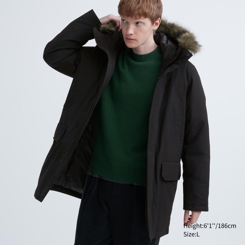 Black Uniqlo Ultra Warm Hybrid Down Men Coats | 1475012
