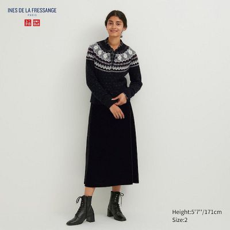 Black Uniqlo Velvet Narrow Women Skirts | 514137