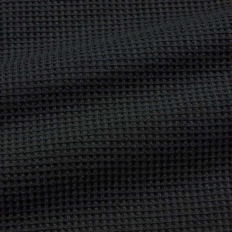 Black Uniqlo Waffle Crew Neck Long-Sleeve Men T Shirts | 7175964