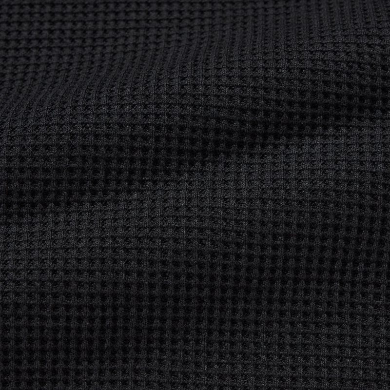 Black Uniqlo Waffle Long-sleeve Henley Men T Shirts | 9282570
