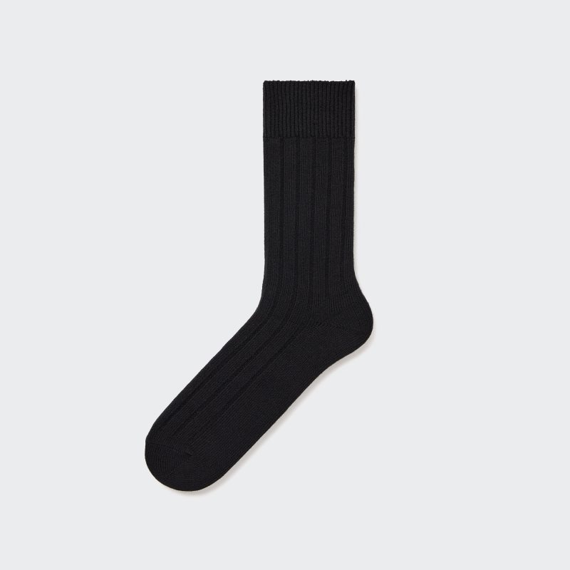 Black Uniqlo Wide-ribbed Men Socks | 7883204