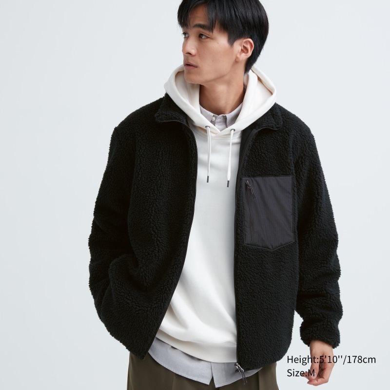 Black Uniqlo Windproof Outer Fleece Men Jackets | 1533668