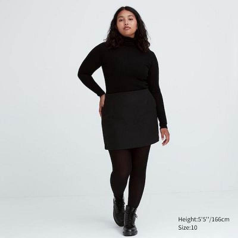 Black Uniqlo Wool Blend Mini Women Skirts | 9588905