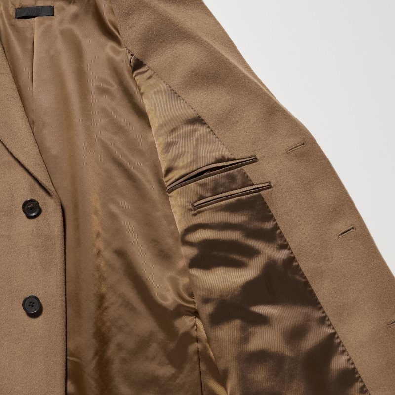 Black Uniqlo Wool Cashmere Chesterfield Men Coats | 367369