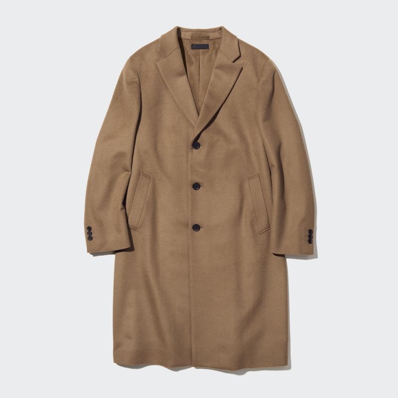 Black Uniqlo Wool Cashmere Chesterfield Men Coats | 367369