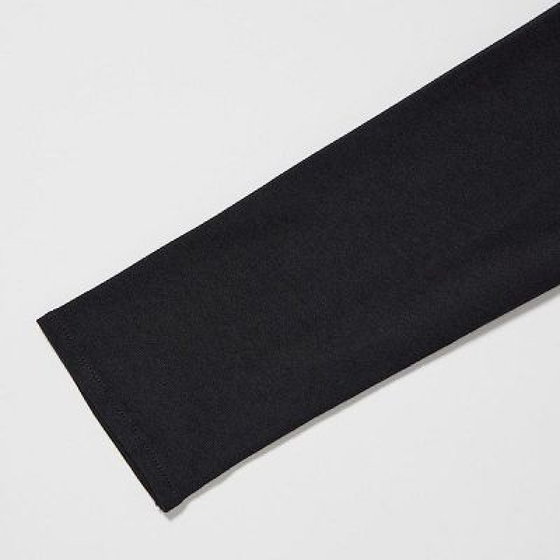 Black Uniqlo Wrap Long-Sleeve Women Dress | 5947015