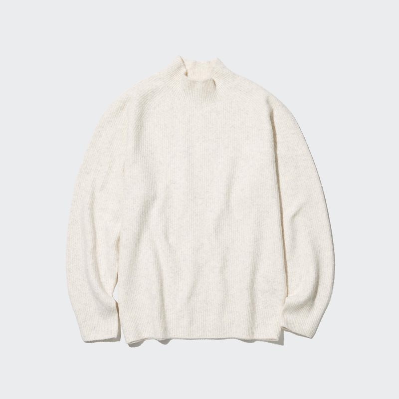 Blue Uniqlo 3d Knit Souffle Yarn Mock Neck Men Sweaters | 3886652