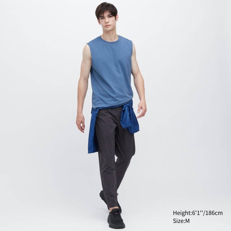 Blue Uniqlo Airism Cotton Sleeveless Men Tank Top | 5807666