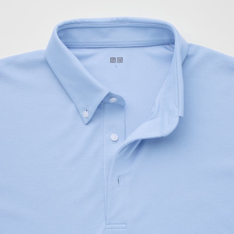 Blue Uniqlo Airism Pique Short-sleeve Men Polo Shirts | 7841618