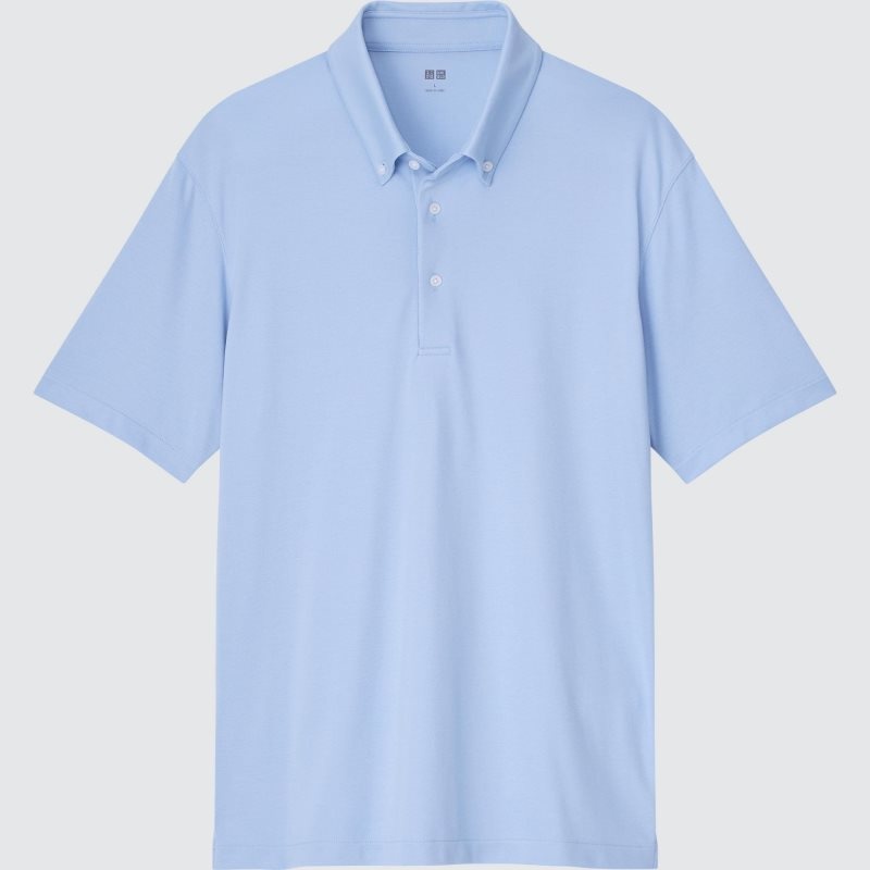 Blue Uniqlo Airism Pique Short-sleeve Men Polo Shirts | 7841618