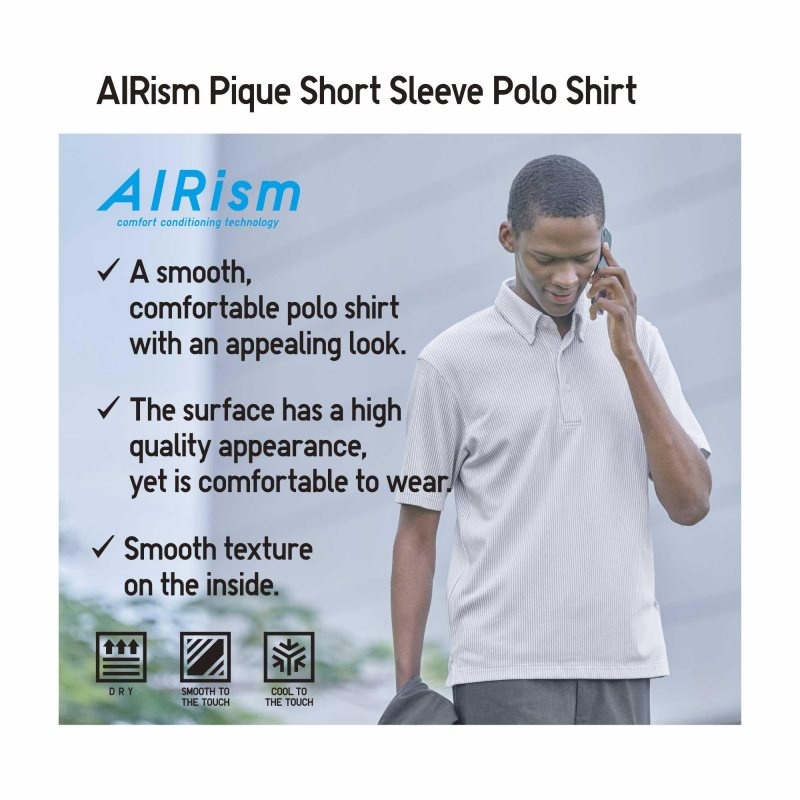 Blue Uniqlo Airism Pique Short-sleeve Men Polo Shirts | 6492519