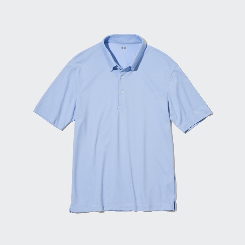 Blue Uniqlo Airism Pique Short-sleeve Men Polo Shirts | 6492519