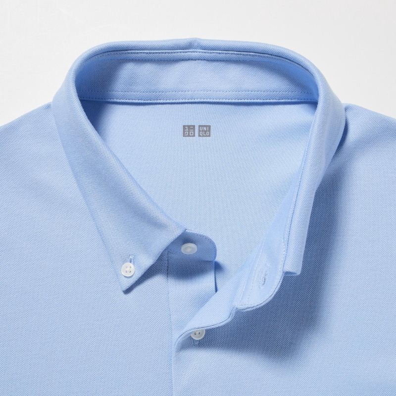 Blue Uniqlo Airism Pique Short-sleeve Men Polo Shirts | 6492519