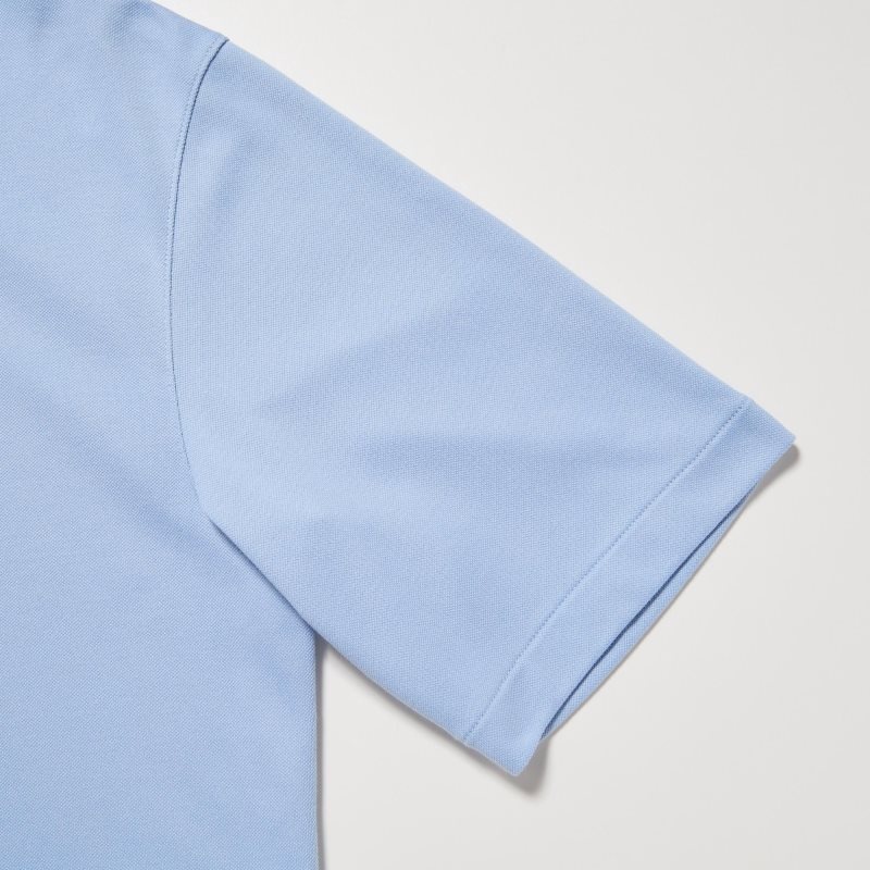 Blue Uniqlo Airism Pique Short-sleeve Men Polo Shirts | 6492519