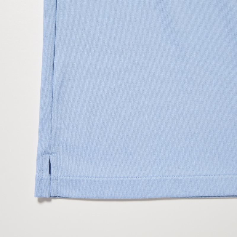 Blue Uniqlo Airism Pique Short-sleeve Men Polo Shirts | 6492519