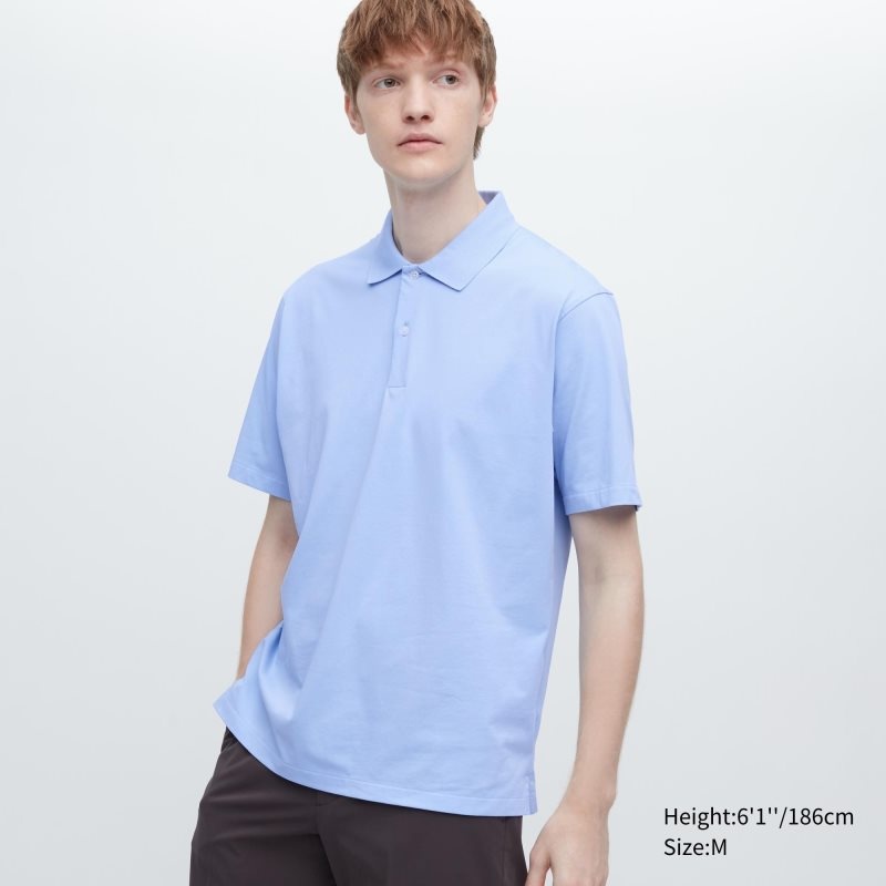 Blue Uniqlo Airism Regular Collar Men Polo Shirts | 3522256