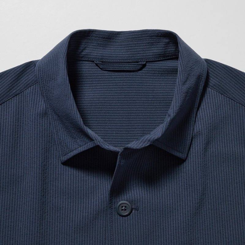 Blue Uniqlo Airsense Shirt SeersuckerUltra Light Shirt Men Jackets | 5138320