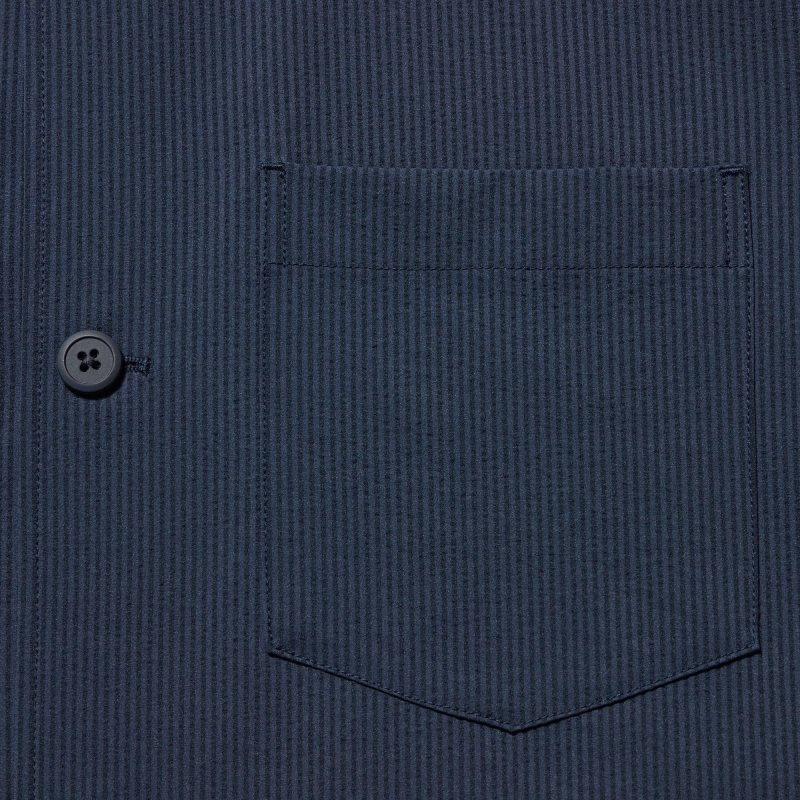 Blue Uniqlo Airsense Shirt SeersuckerUltra Light Shirt Men Jackets | 5138320