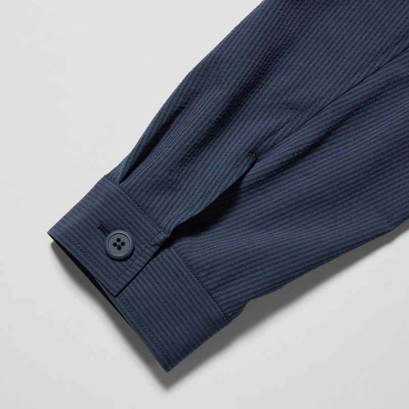 Blue Uniqlo Airsense Shirt SeersuckerUltra Light Shirt Men Jackets | 5138320
