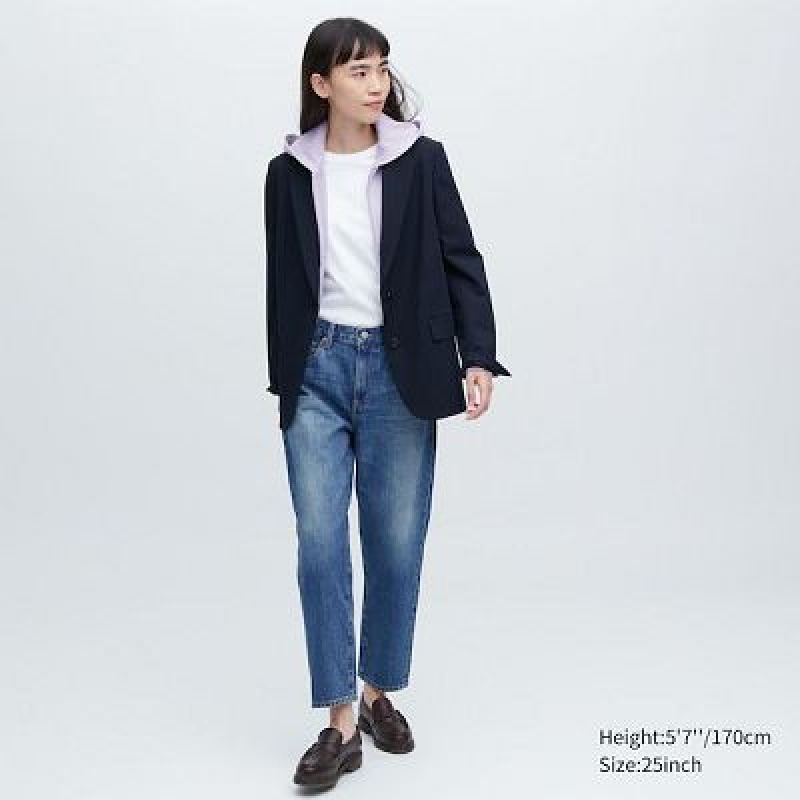 Blue Uniqlo Boyfriend Tapered Women Jeans | 8098910